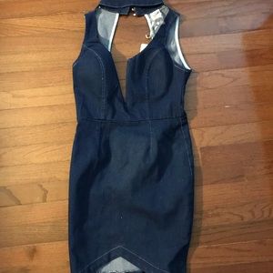 Jean dress with high neck